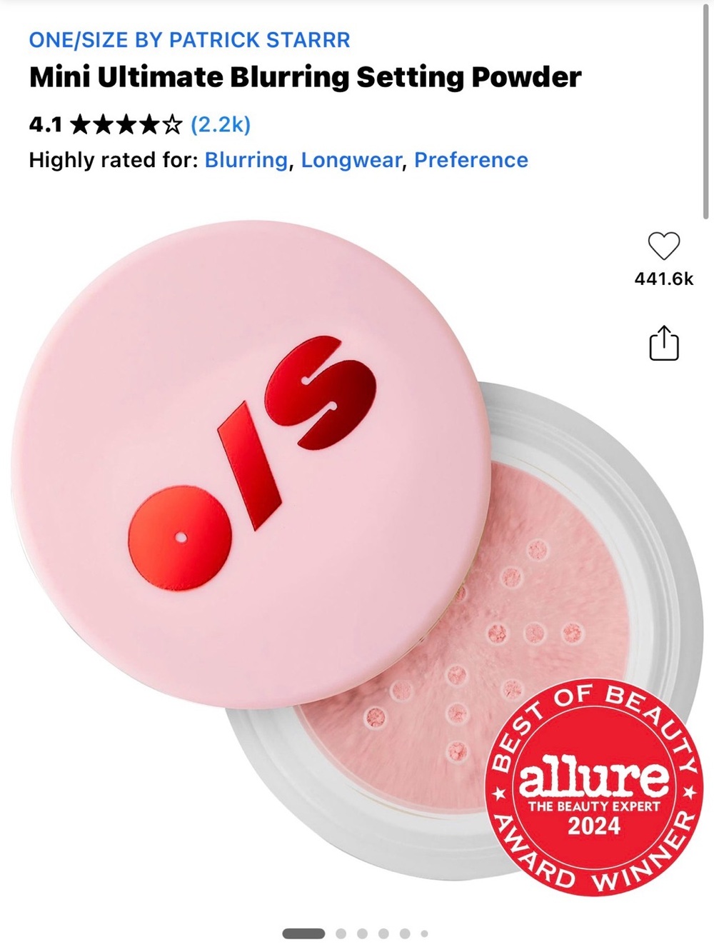One/Size mini blurring setting powder Ultra Pink
